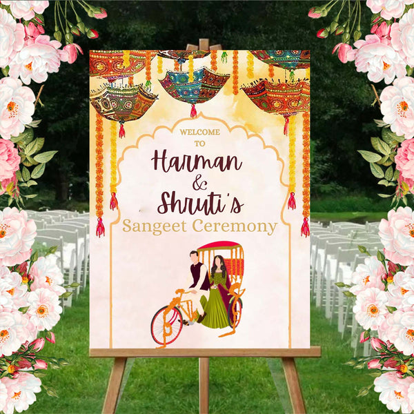 Sangeet Wedding Ceremony Welcome Board for Decoration