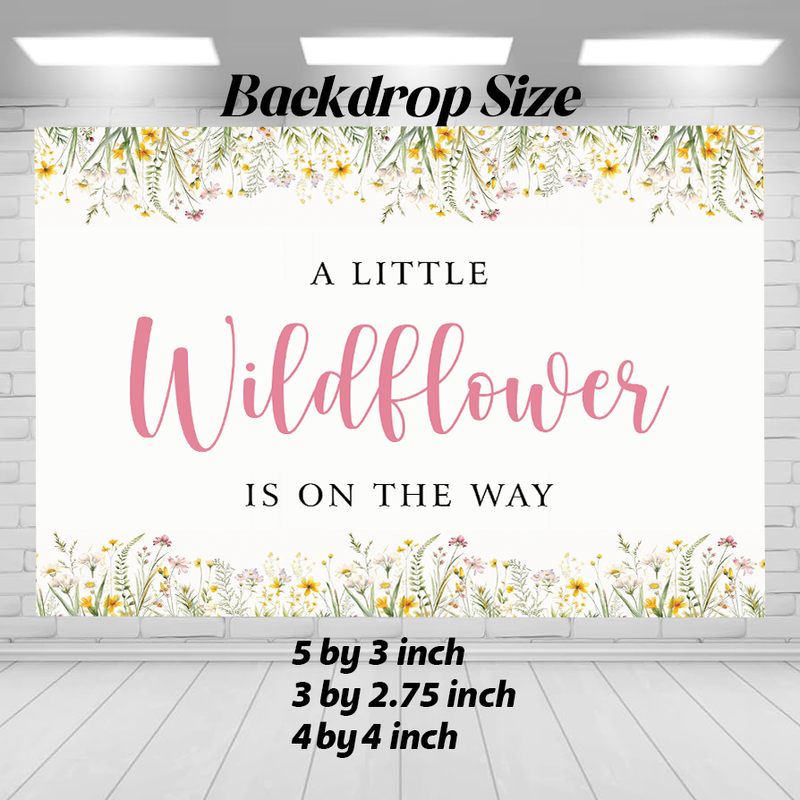 Wild Flower Theme Baby Shower Party Personalized Backdrop