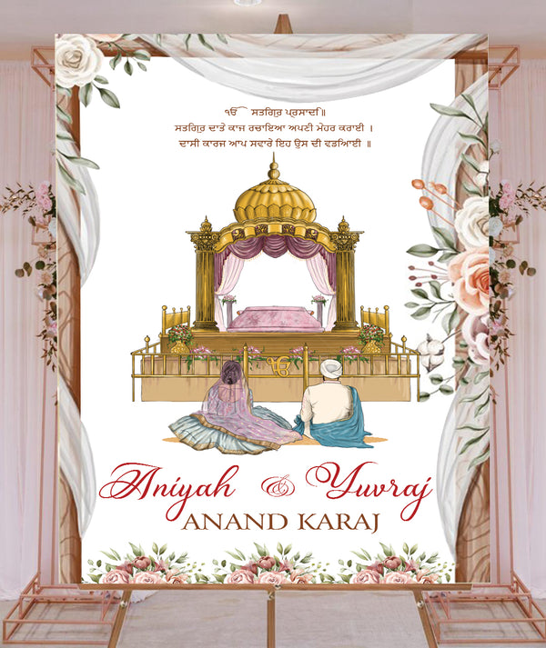 Indian Punjabi Wedding Anand Karaj Ceremony Welcome Board for Decoration