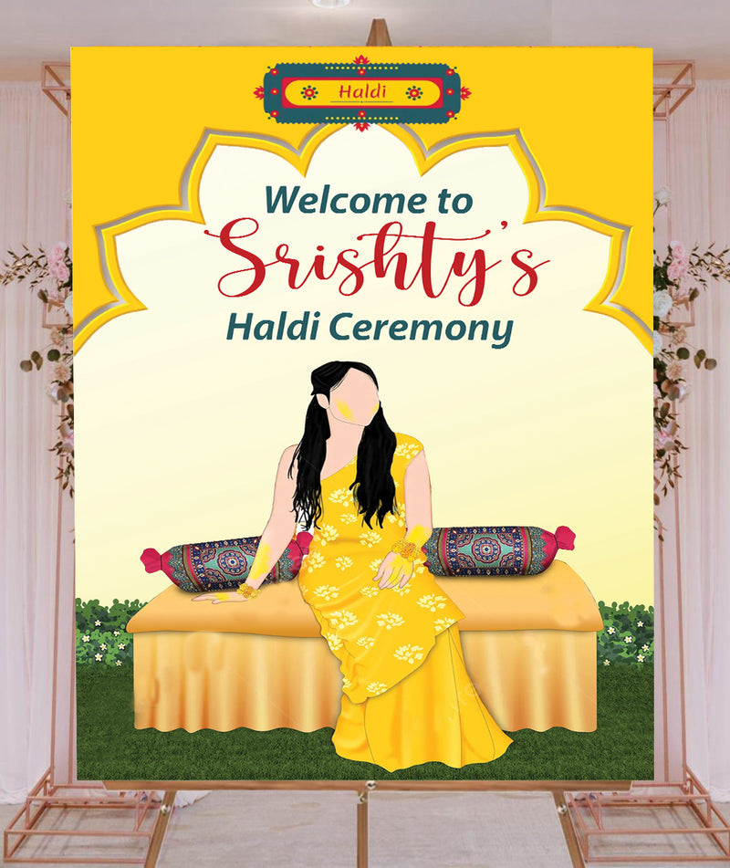 Haldi Ceremony Welcome Board for Decoration