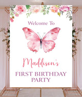 Butterfly Theme Birthday Party Yard Sign/Welcome Board