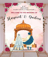 Indian Punjabi Wedding Anand Karaj Ceremony Welcome Board for Decoration