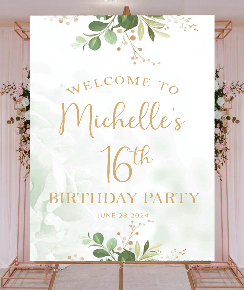 16th Theme Birthday Party Yard Sign/Welcome Board