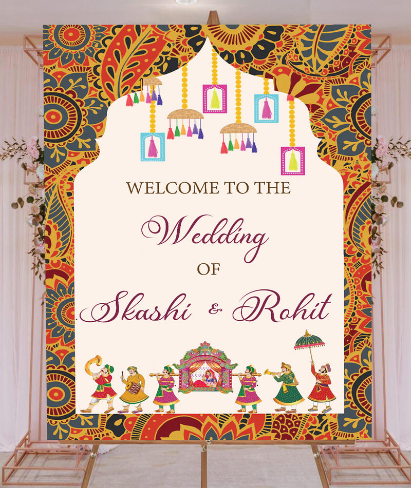 Indian Wedding Ceremony Welcome Board for Decoration