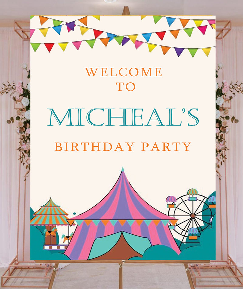 Carnival Theme Birthday Party Yard Sign/Welcome Board