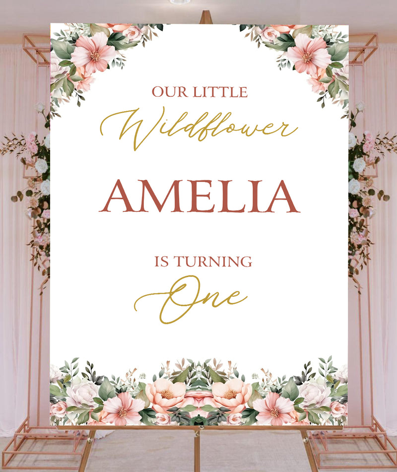 First Birthday Wild Flower Theme Birthday Party Yard Sign/Welcome Board