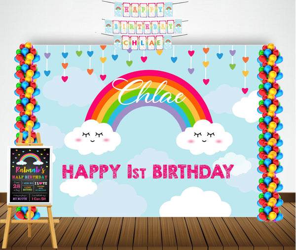Rainbow Theme Birthday Party Personalized Multi-Saver Combo.