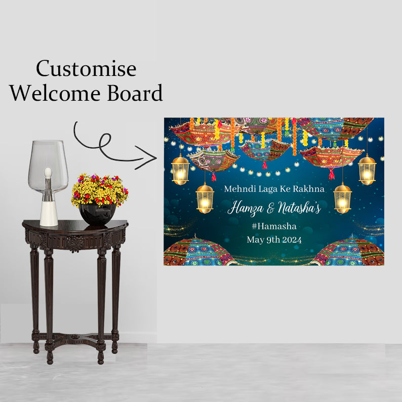 Mehndi Ceremony Signage or Welcome Board for Decoration