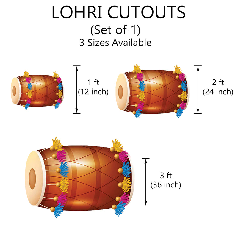 Lohri Party Cutouts for Decoration- 1 Dhol Cutout