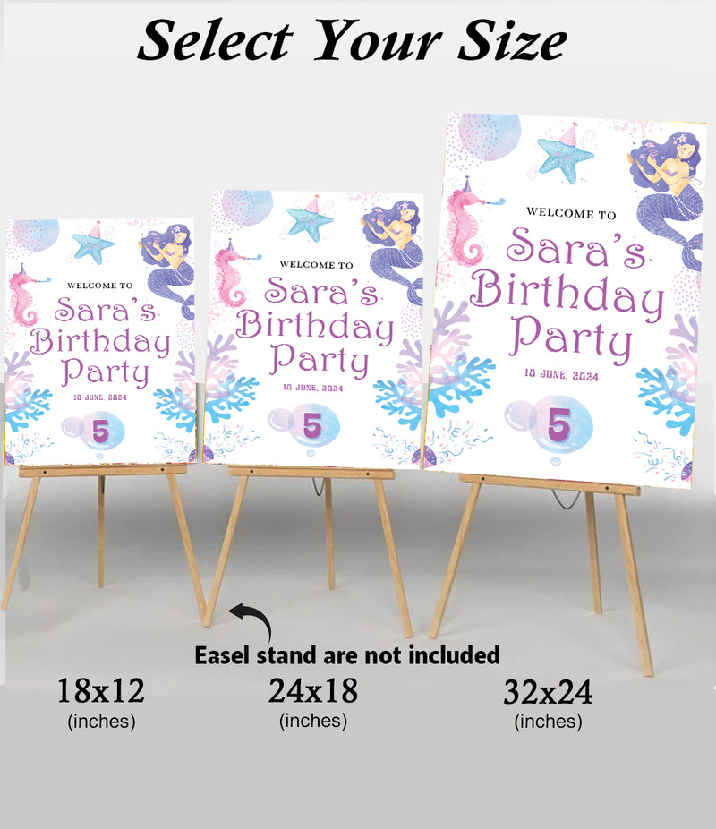 Mermaid Theme Birthday Party Yard Sign/Welcome Board