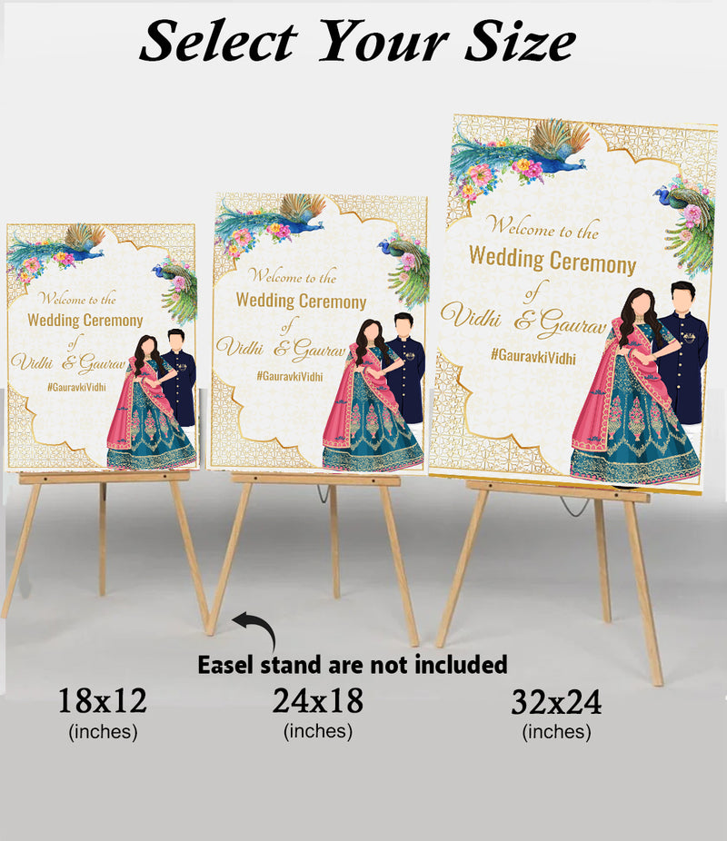 Indian Wedding Ceremony Welcome Board for Decoration