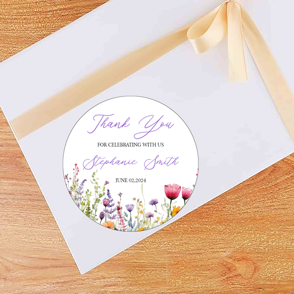 Wild Flower Theme  Baby Shower Party Thank You Tags/Return Gift Sticker