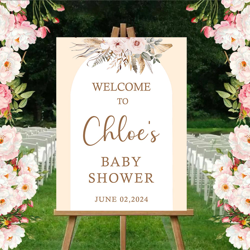 Boho Theme Baby Shower Welcome Board Sign for Decoration