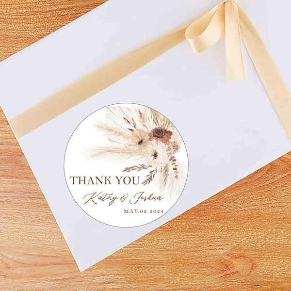 Pampas Grass Theme Wedding Thank You Tag Favor /Stickers