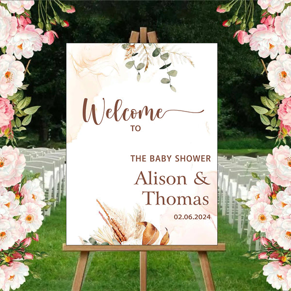 Boho Theme Baby Shower Welcome Board Sign for Decoration