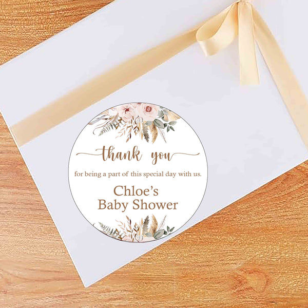 Boho Theme  Baby Shower Party Thank You Tags/Return Gift Sticker