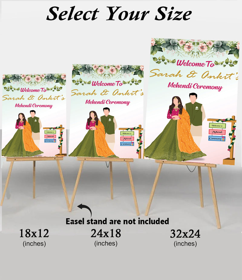 Mehndi Ceremony Signage or Welcome Board for Decoration