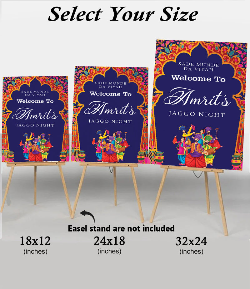 Jaggo Welcome Signage for Punjabi Wedding Decoration