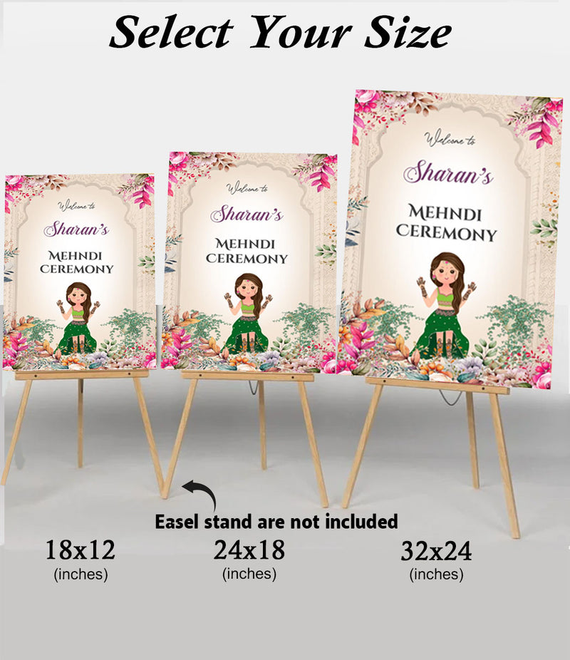 Mehndi Ceremony Signage or Welcome Board for Decoration