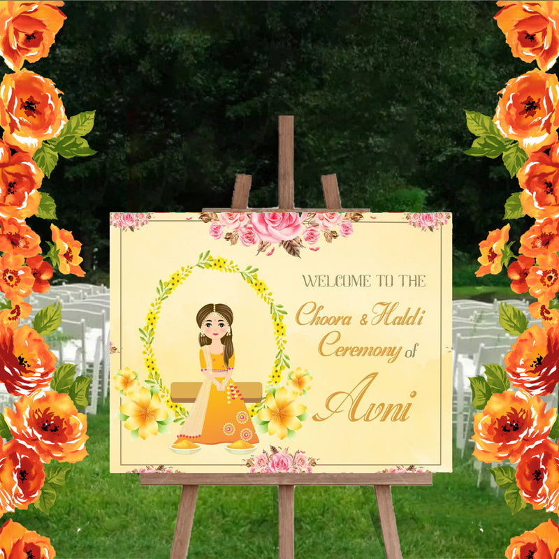 Wedding Haldi  Or Chora Ceremony Welcome Board for Decoration