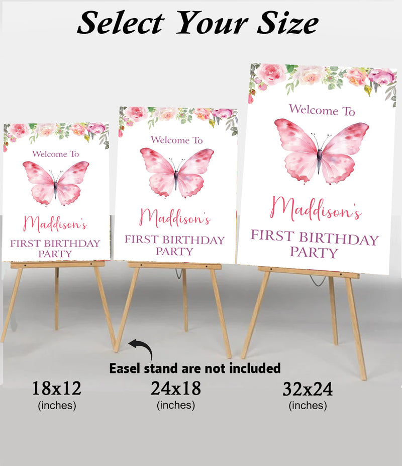 Butterfly Theme Birthday Party Yard Sign/Welcome Board