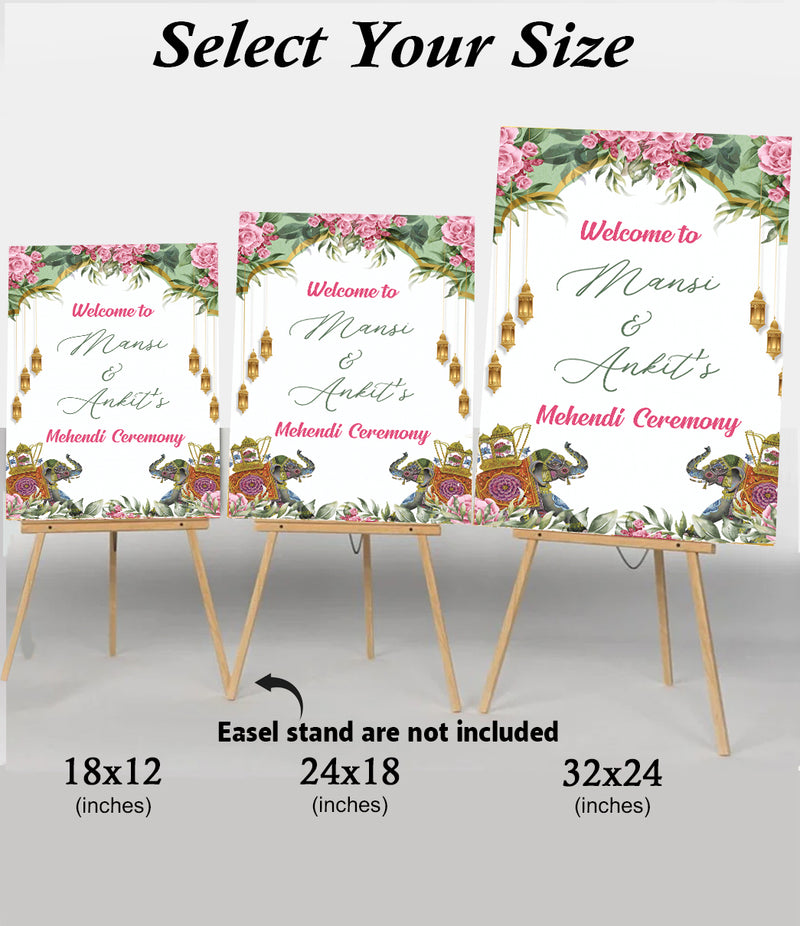 Mehndi Ceremony Signage or Welcome Board for Decoration