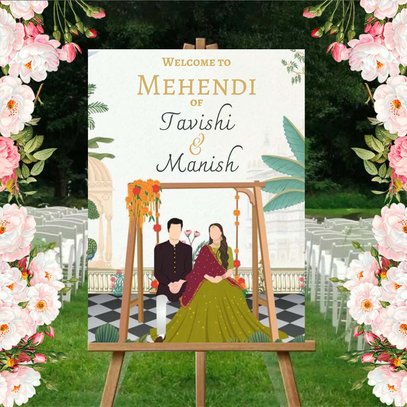 Mehndi Ceremony Signage or Welcome Board for Decoration