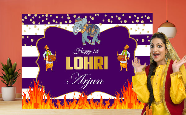 Lohri Party Personalized Backdrop for Decoration