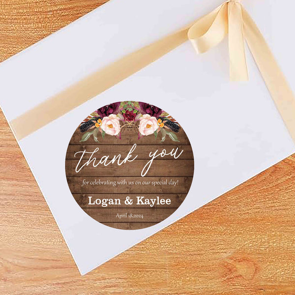 Rustic Theme Wedding Thank You Tag Favor /Stickers