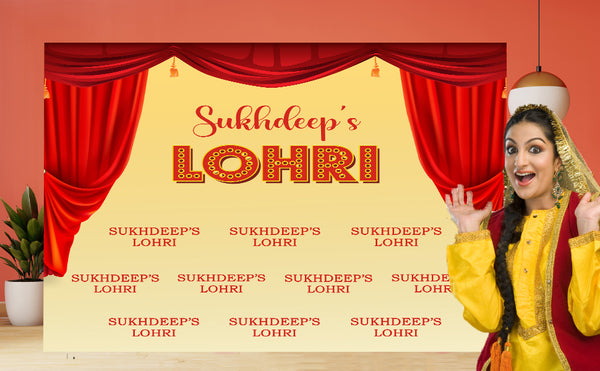 Lohri Party Personalized Backdrop for Decoration