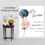 Twins Baby Shower Welcome Board Sign for Decoration