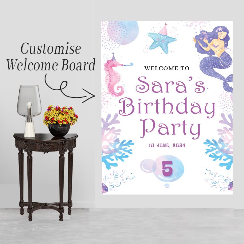 Mermaid Theme Birthday Party Yard Sign/Welcome Board