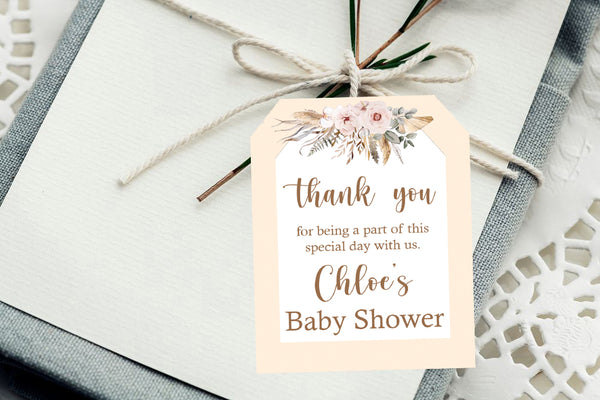 Boho Theme  Baby Shower Party Thank You Tags/Return Gift Sticker