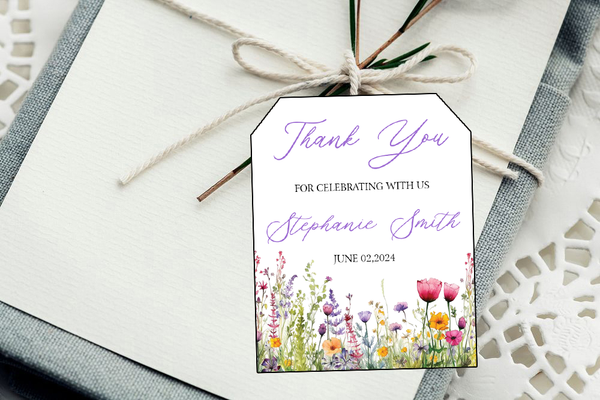 Wild Flower Theme  Baby Shower Party Thank You Tags/Return Gift Sticker