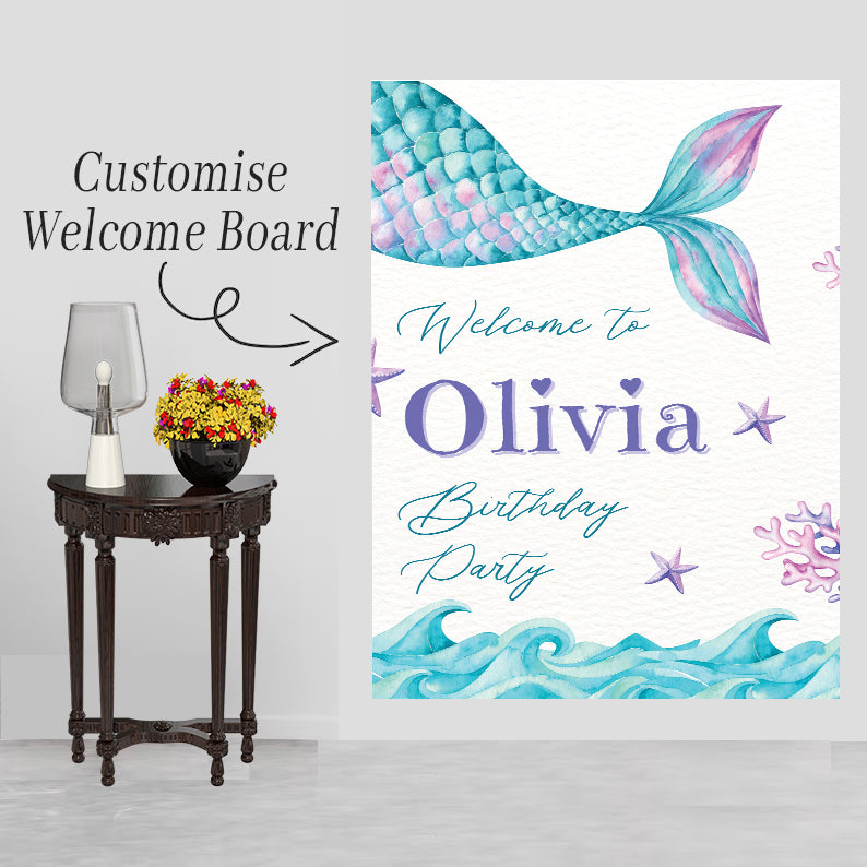 Mermaid Theme Birthday Party Yard Sign/Welcome Board