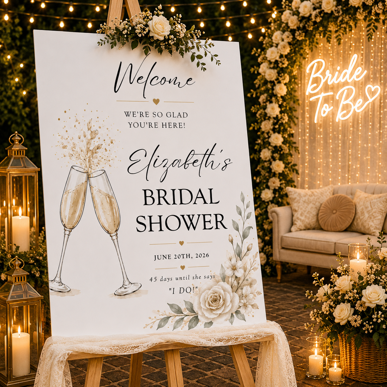 Bridal Shower Party Welcome Board