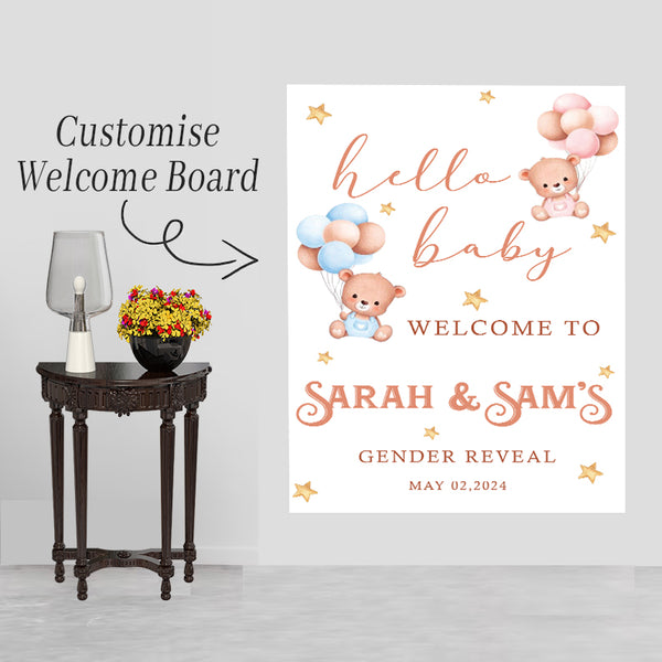 Baby Shower Gender Reveal Welcome Board Sign for Decoration