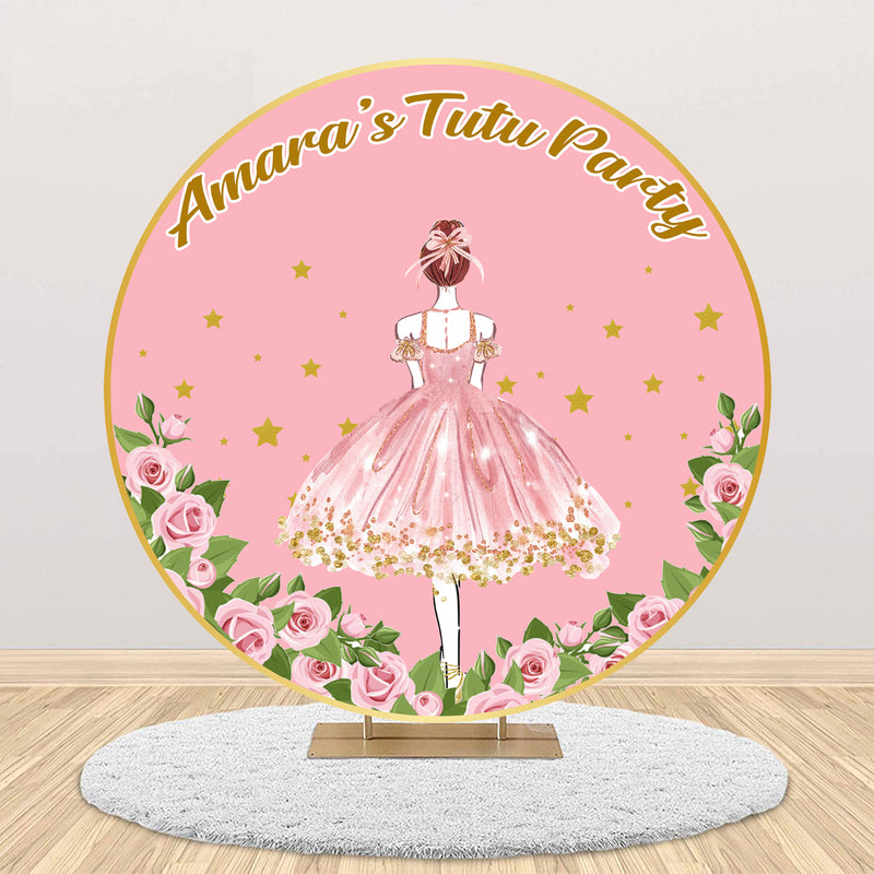 Ballerina Theme Birthday Party Round Backdrop