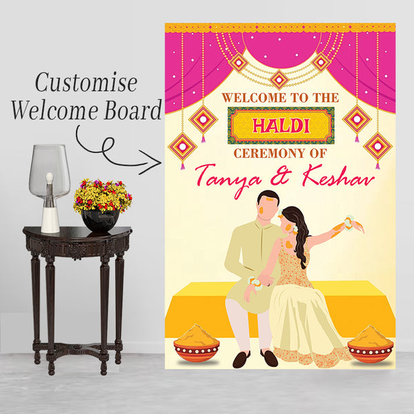 Haldi Ceremony Welcome Board for Decoration