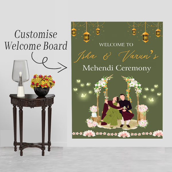 Mehndi Ceremony Signage or Welcome Board for Decoration