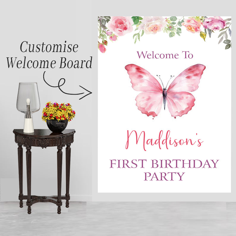 Butterfly Theme Birthday Party Yard Sign/Welcome Board