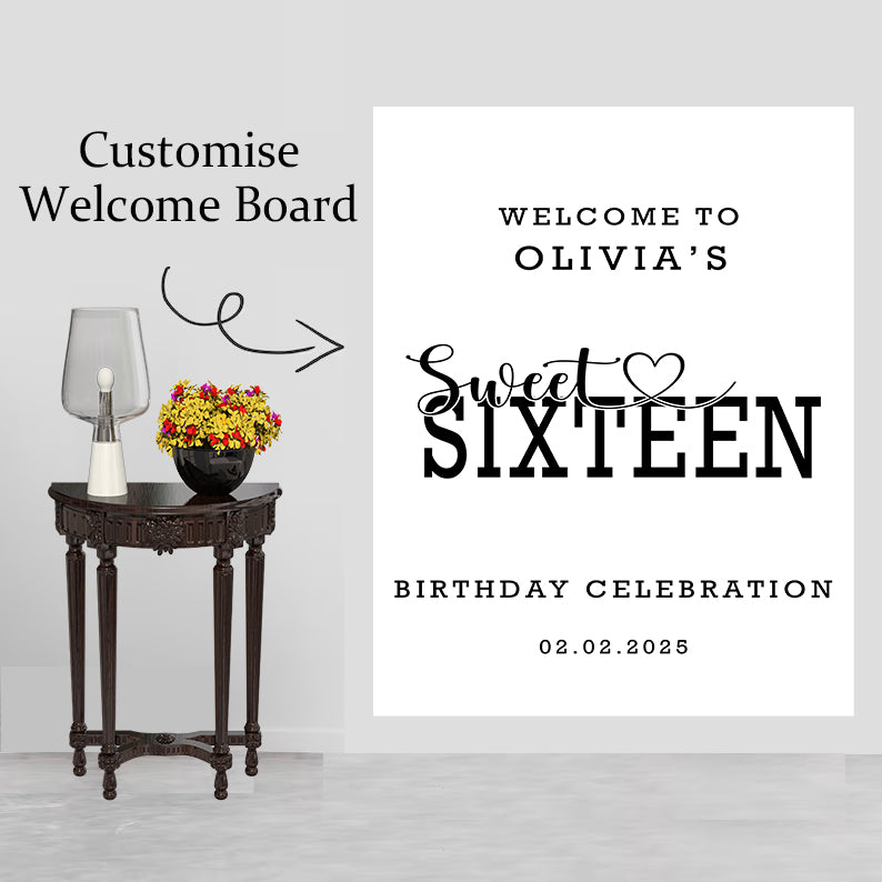 16th Theme Birthday Party Yard Sign/Welcome Board