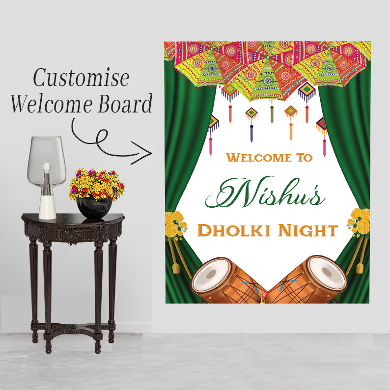 Dholki Ceremony Signage or Welcome Board for Decoration