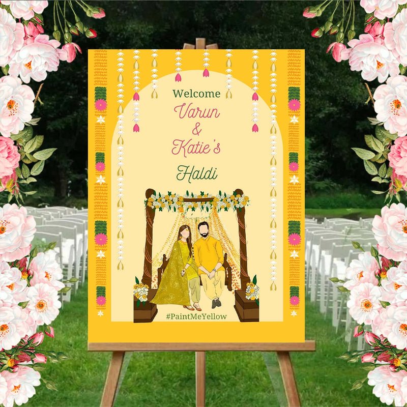 Haldi Ceremony Welcome Board for Decoration