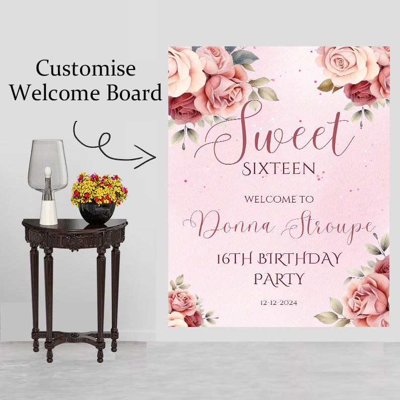 16th Theme Birthday Party Yard Sign/Welcome Board