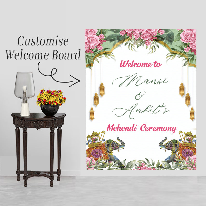 Mehndi Ceremony Signage or Welcome Board for Decoration