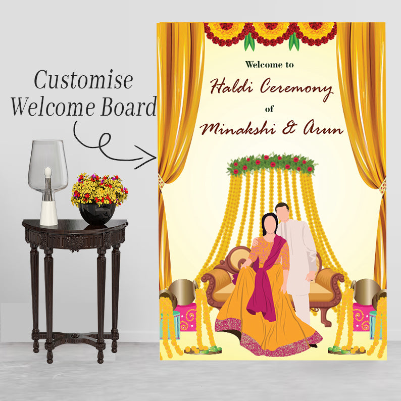 Haldi Ceremony Welcome Board for Decoration