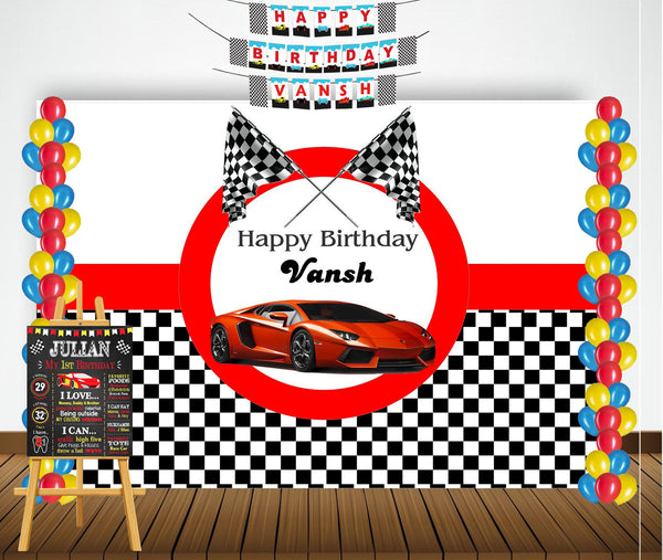 Racing Car Theme Birthday Party Personalized Multi-Saver Combo.