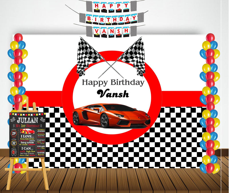 Racing Car Theme Birthday Party Personalized Multi-Saver Combo.