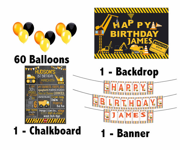 Construction Theme Birthday Party Personalized Multi-Saver Combo.